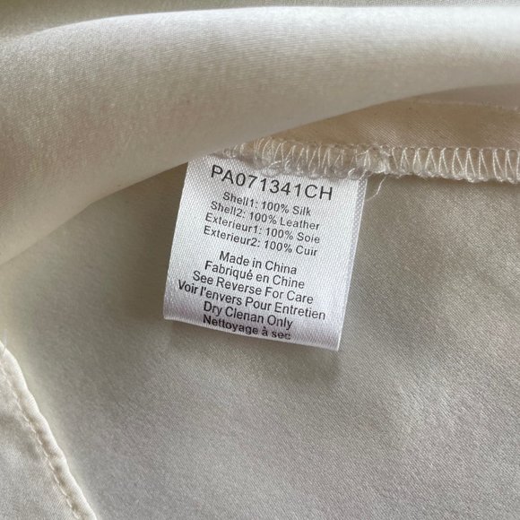 Parker Silk Blouse with Leather Collar and Trim - Picture 9 of 14